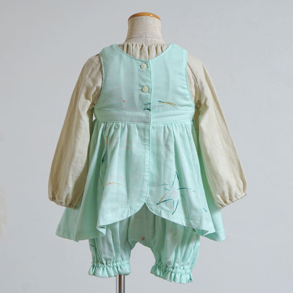 エプロンワンピース ライトグリーン 70-90・80-100cm