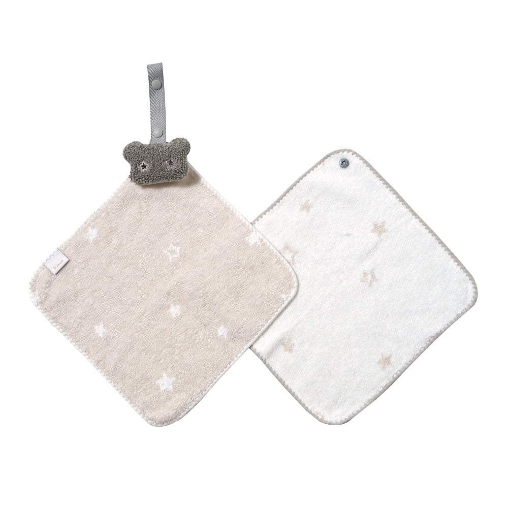 バスポンチョ＆チャームハンカチ ギフトセット ベアマスク / 名入れ刺繍可