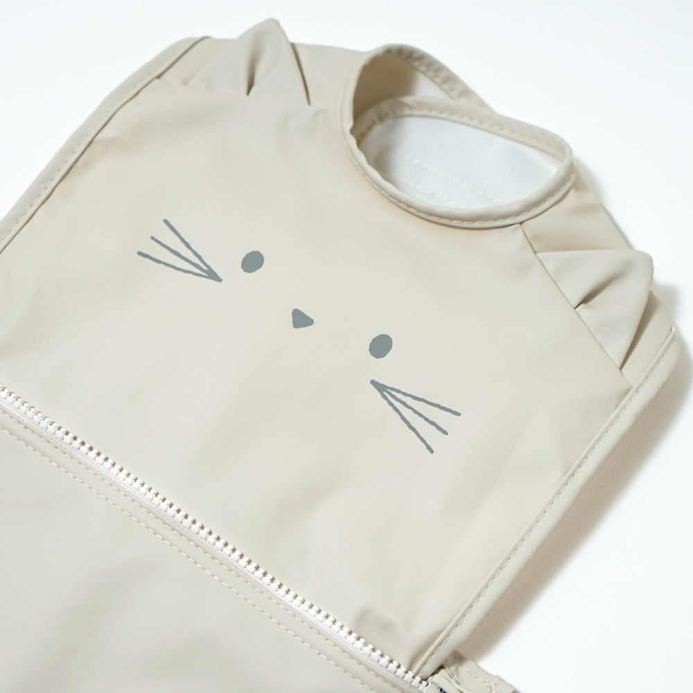 お食事ポーチロン 袖なし ねこアイボリー