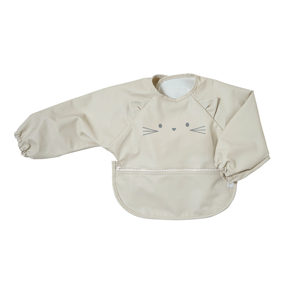 お食事ポーチロン 長袖 ねこアイボリー