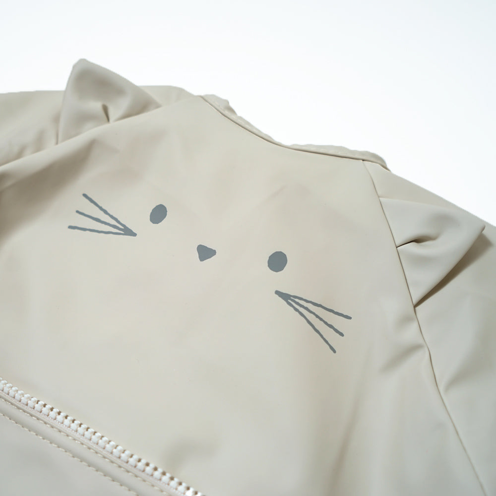お食事ポーチロン 長袖 ねこアイボリー