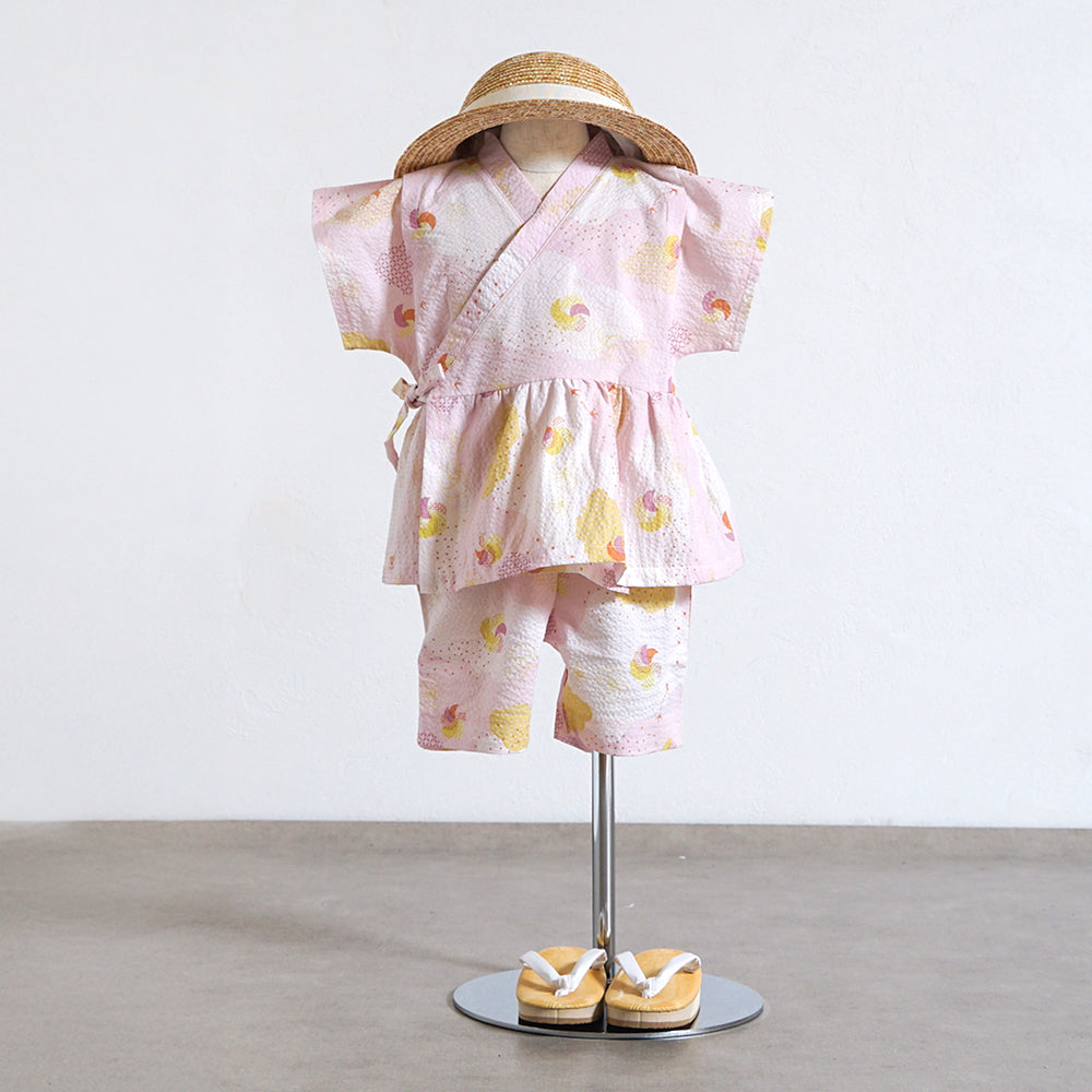 【予約】じんべいギャザーセパレート ピンク／nadeshiko_撫子 80-90cm・90-100cm