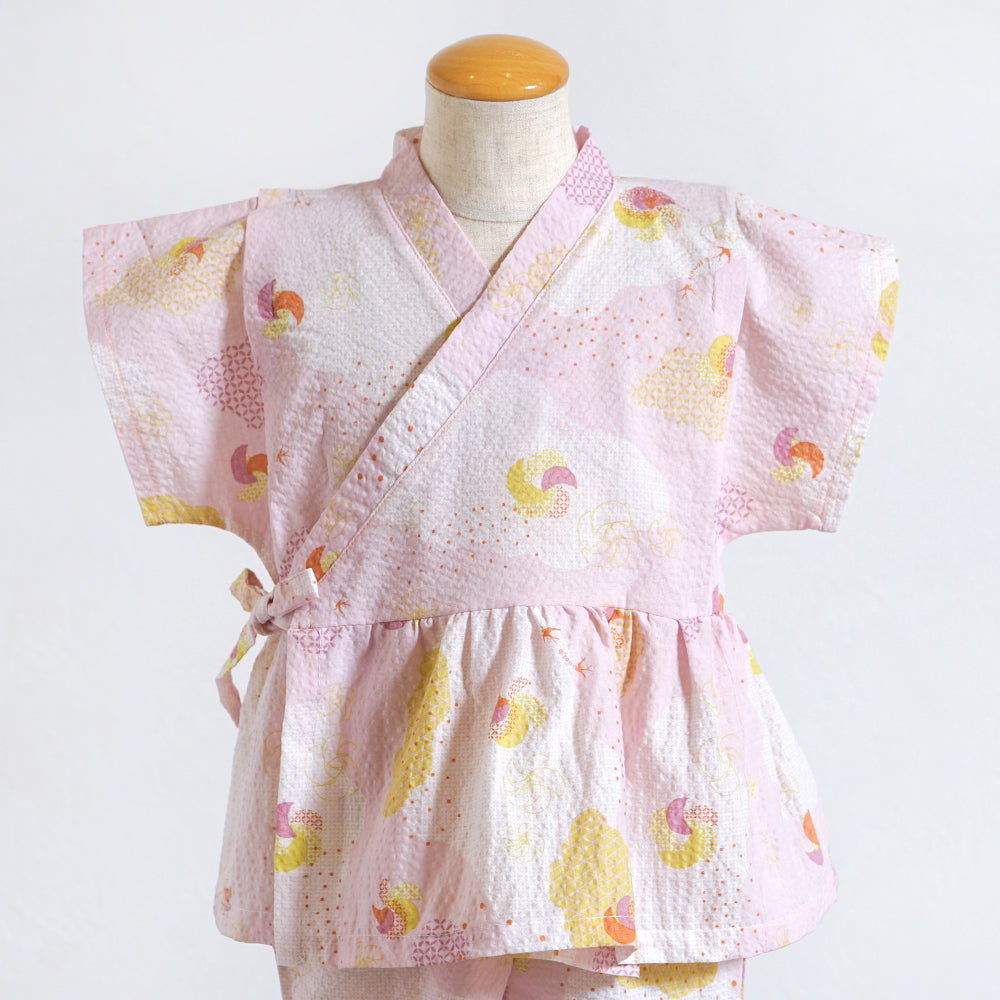【予約】じんべいギャザーセパレート ピンク／nadeshiko_撫子 80-90cm・90-100cm