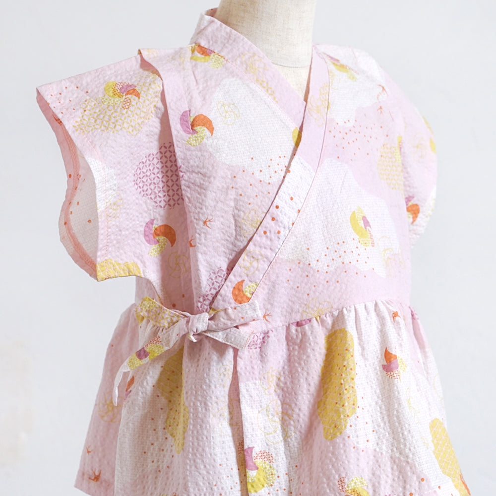 【予約】じんべいギャザーセパレート ピンク／nadeshiko_撫子 80-90cm・90-100cm