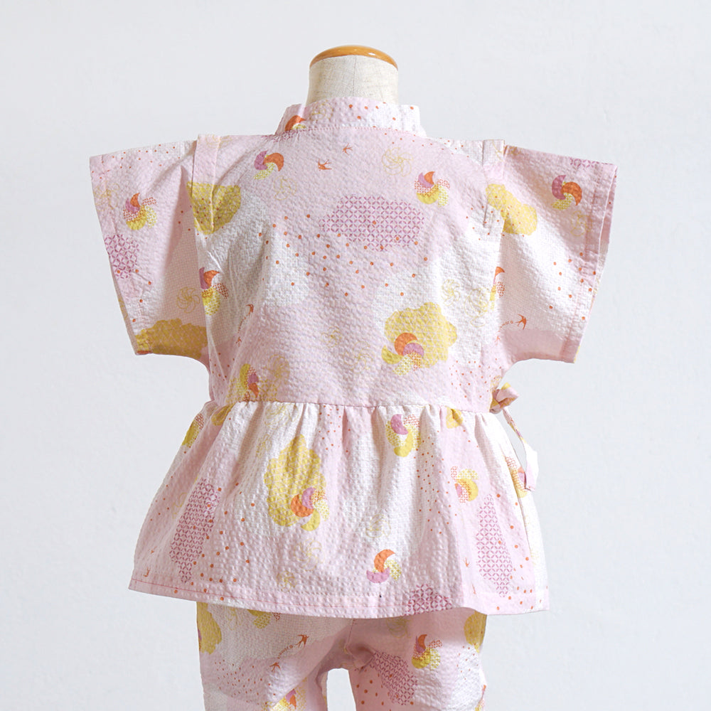 【予約】じんべいギャザーセパレート ピンク／nadeshiko_撫子 80-90cm・90-100cm