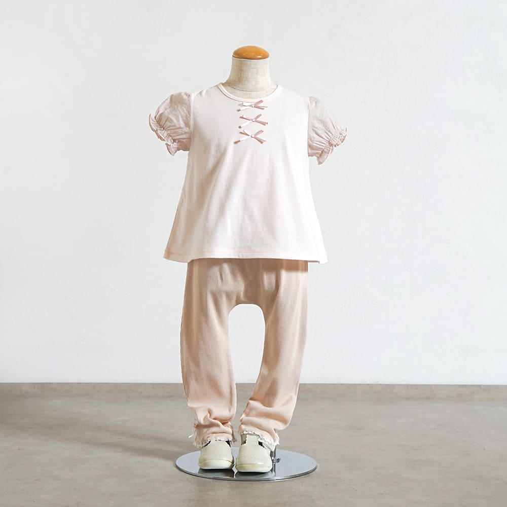 リボンレースレギンス ピンク 80・90・100・110cm