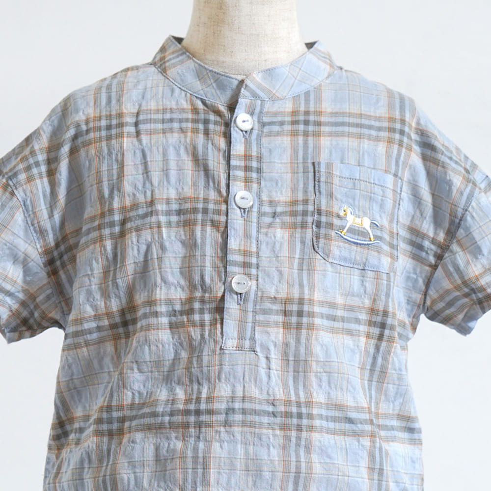 木馬チェックシャツ ライトブルー 80・90・100・110cm