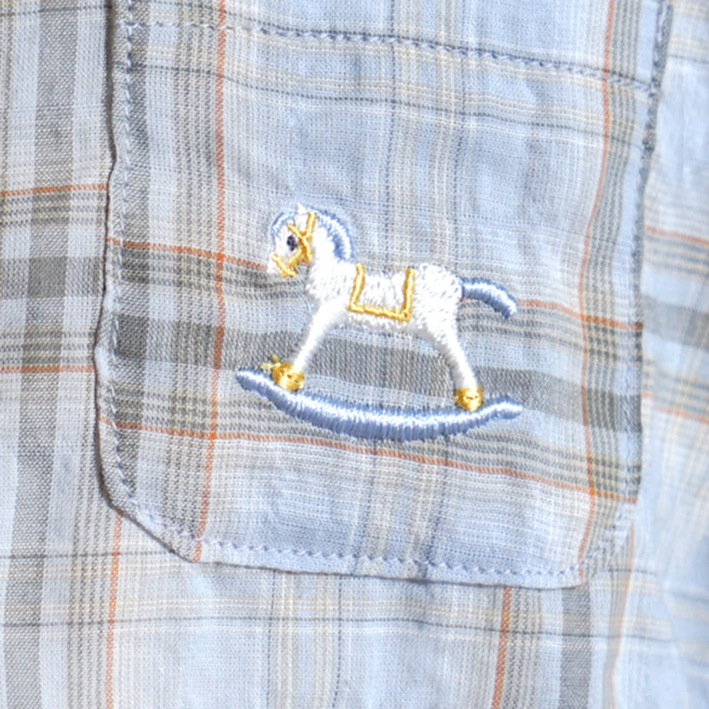 木馬チェックシャツ ライトブルー 80・90・100・110cm