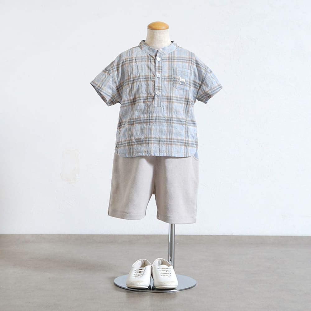 木馬チェックシャツ ライトブルー 80・90・100・110cm