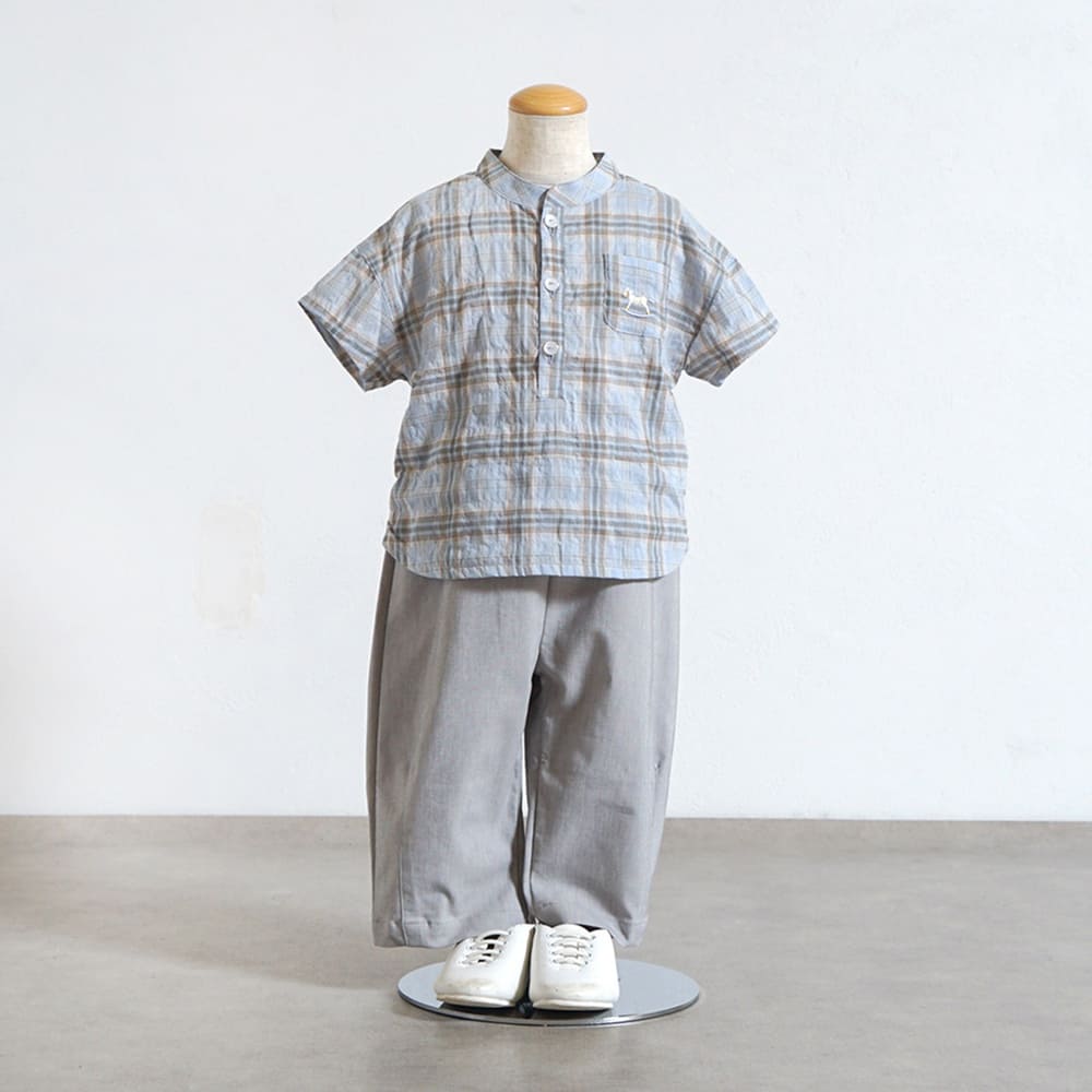 木馬チェックシャツ ライトブルー 80・90・100・110cm