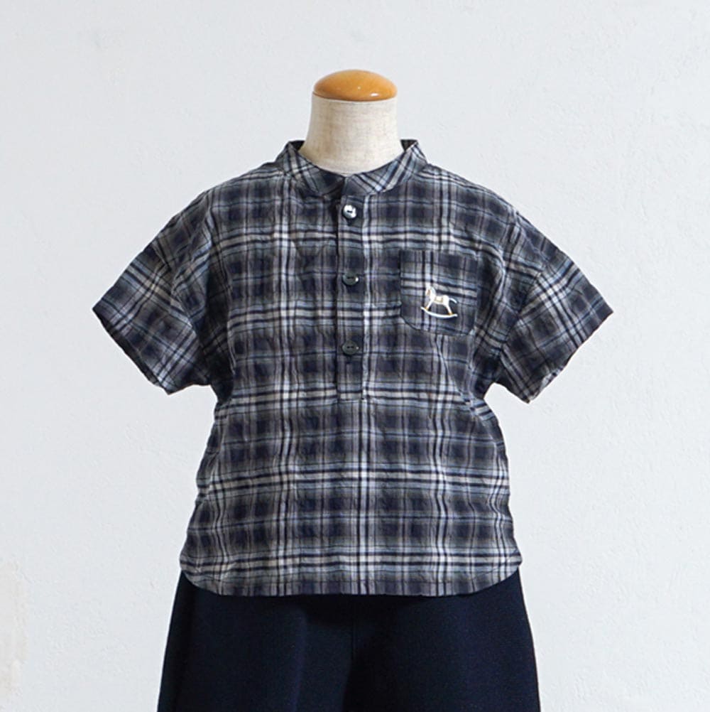 木馬チェックシャツ ネイビー 80・90・100・110cm