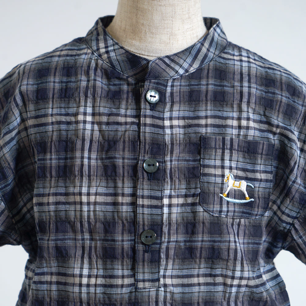 木馬チェックシャツ ネイビー 80・90・100・110cm