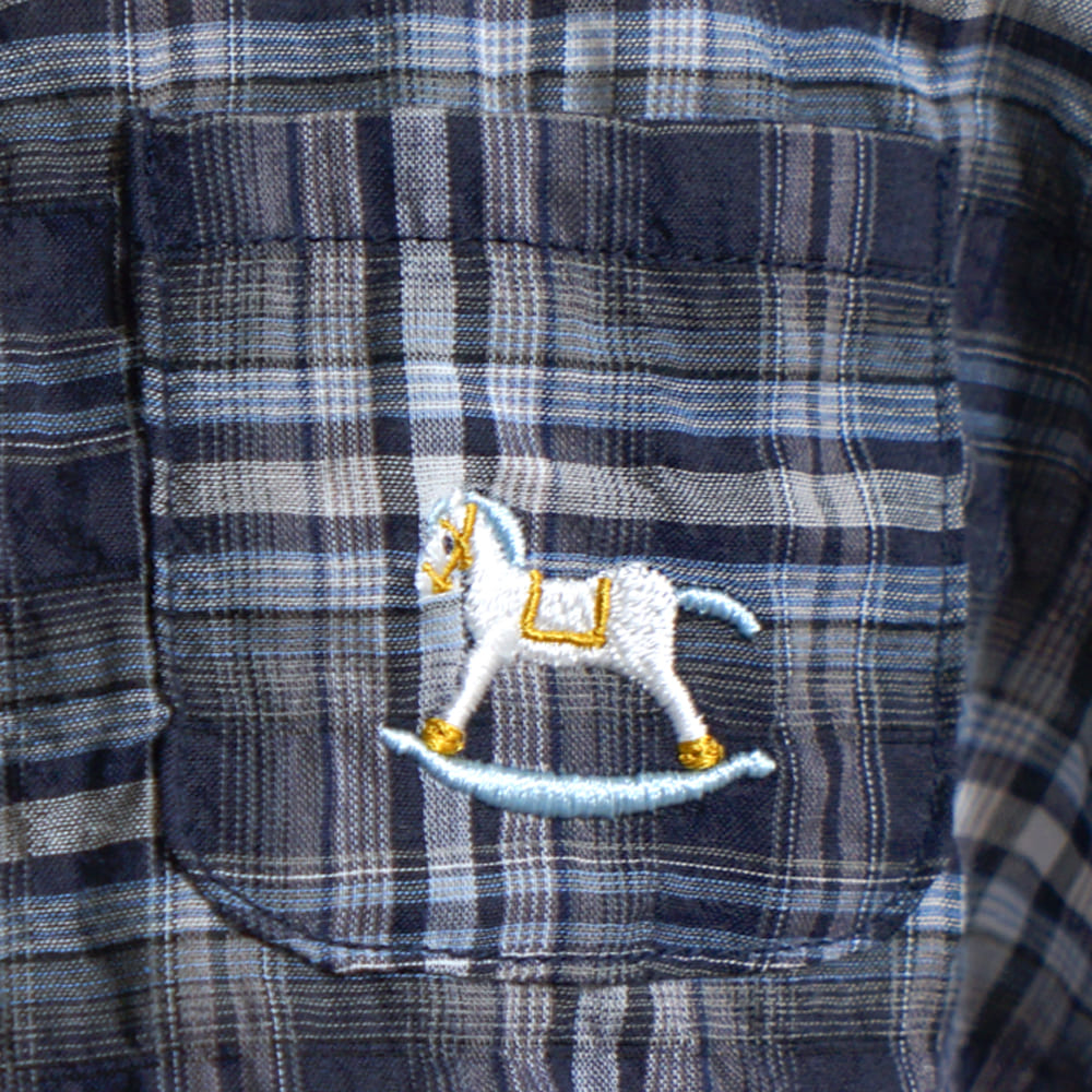 木馬チェックシャツ ネイビー 80・90・100・110cm