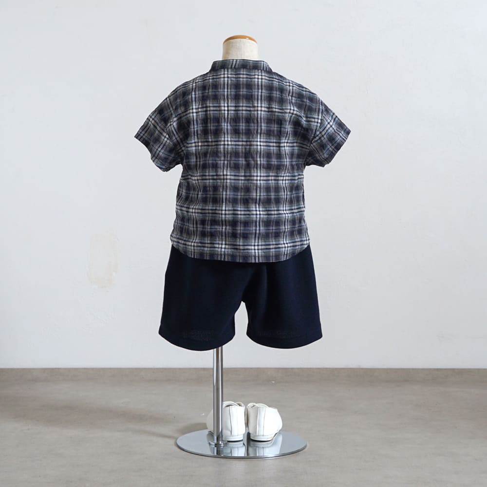 木馬チェックシャツ ネイビー 80・90・100・110cm