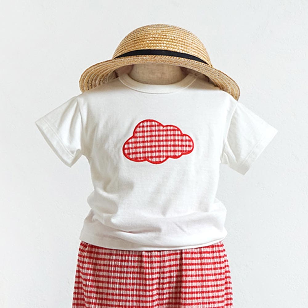 ギンガムチェックcloudTシャツ レッド 80・90・100・110cm