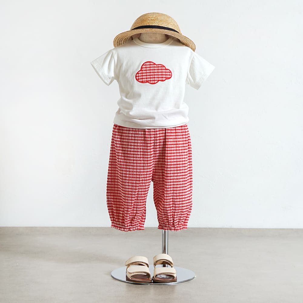 ギンガムチェックcloudTシャツ レッド 80・90・100・110cm