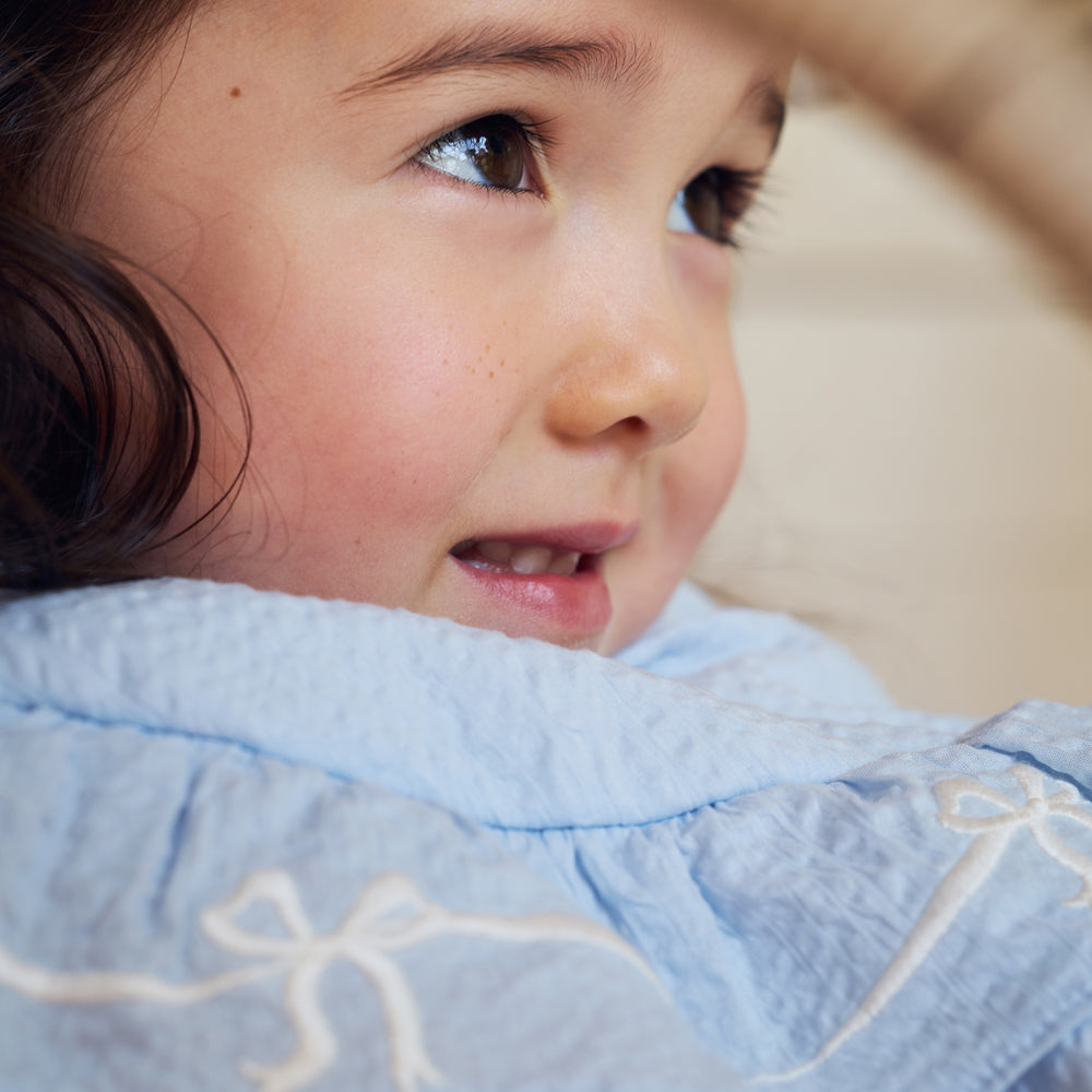 リボン刺繍フリルドレス ライトブルー 80・90・100cm