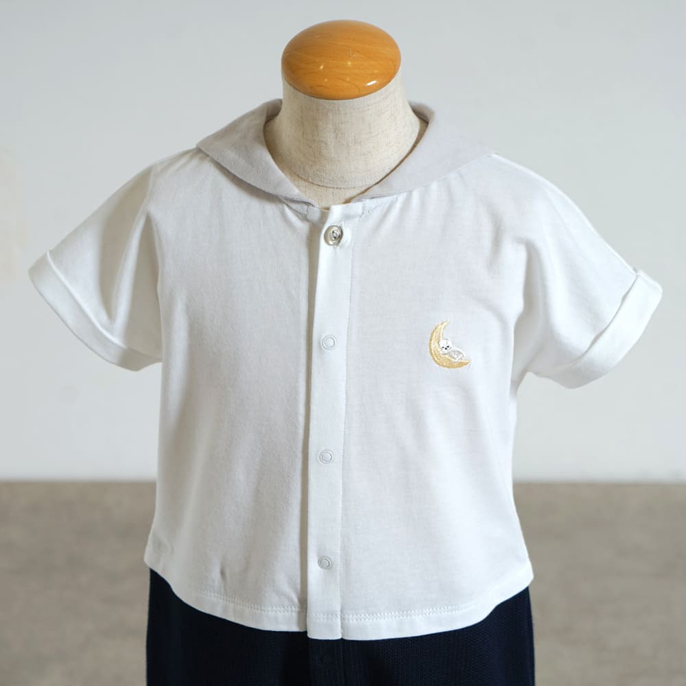 セーラー配色 ロンパース ホワイト 70・80cm