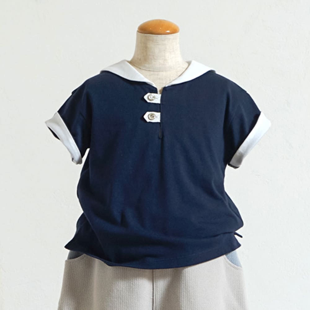 セーラー配色 Tシャツ ネイビー 80・90・100・110cm