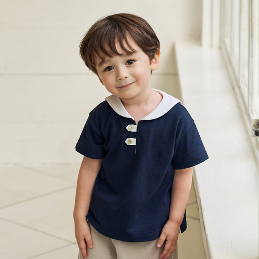 セーラー配色 Tシャツ ネイビー 80・90・100・110cm