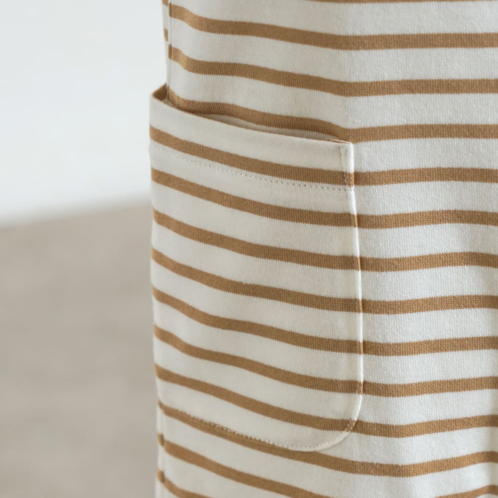 ベアマスクボーダーロンパース モカ 70・80cm