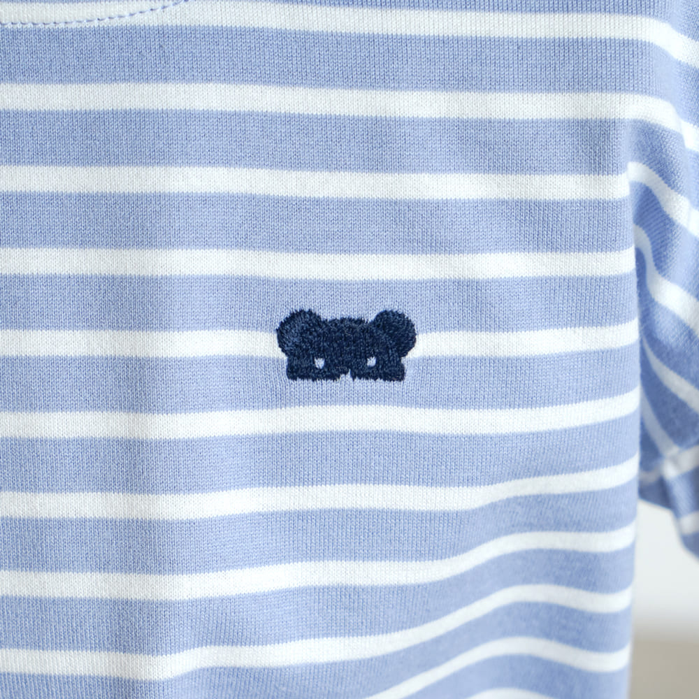 ベアマスクボーダーTシャツ ライトブルー 80・90・100cm