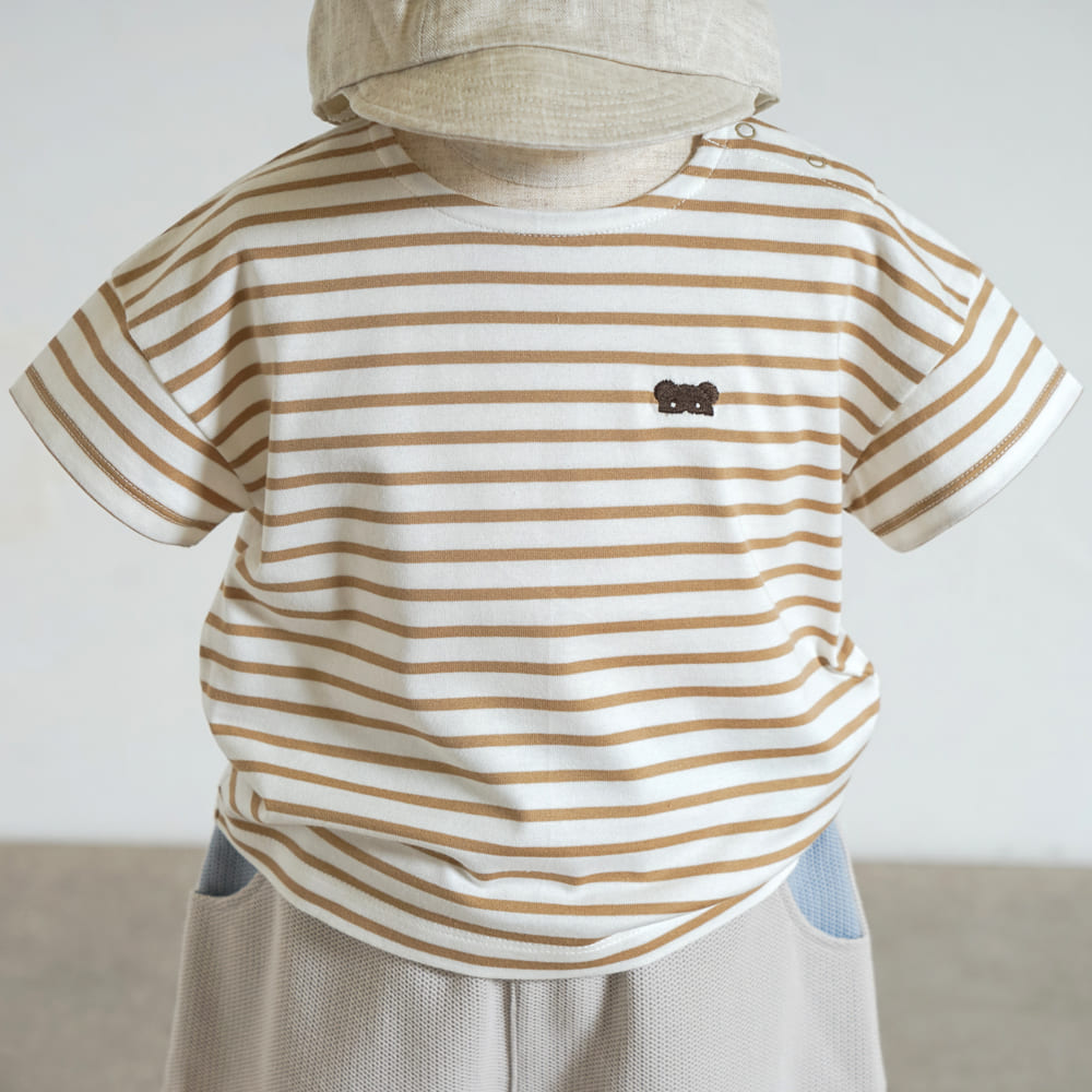 ベアマスクボーダーTシャツ モカ 80・90・100cm