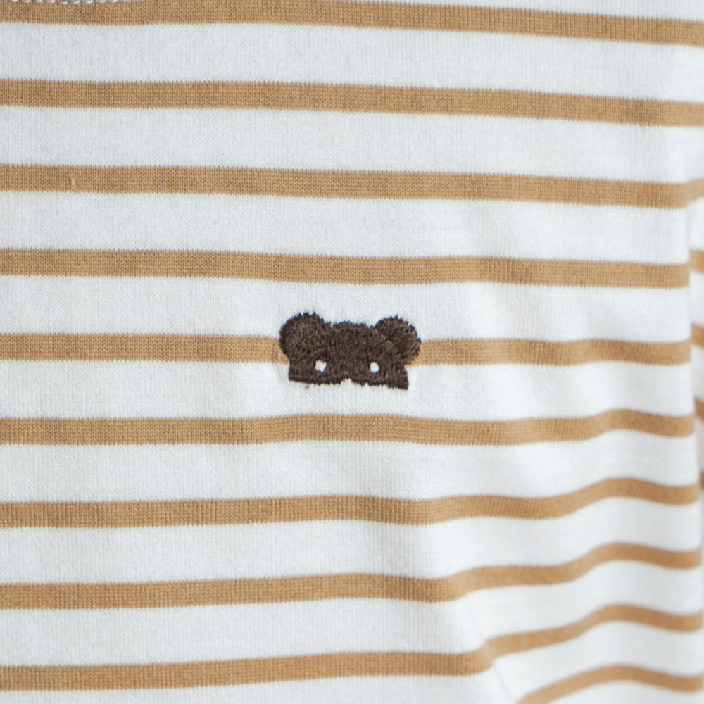 ベアマスクボーダーTシャツ モカ 80・90・100cm