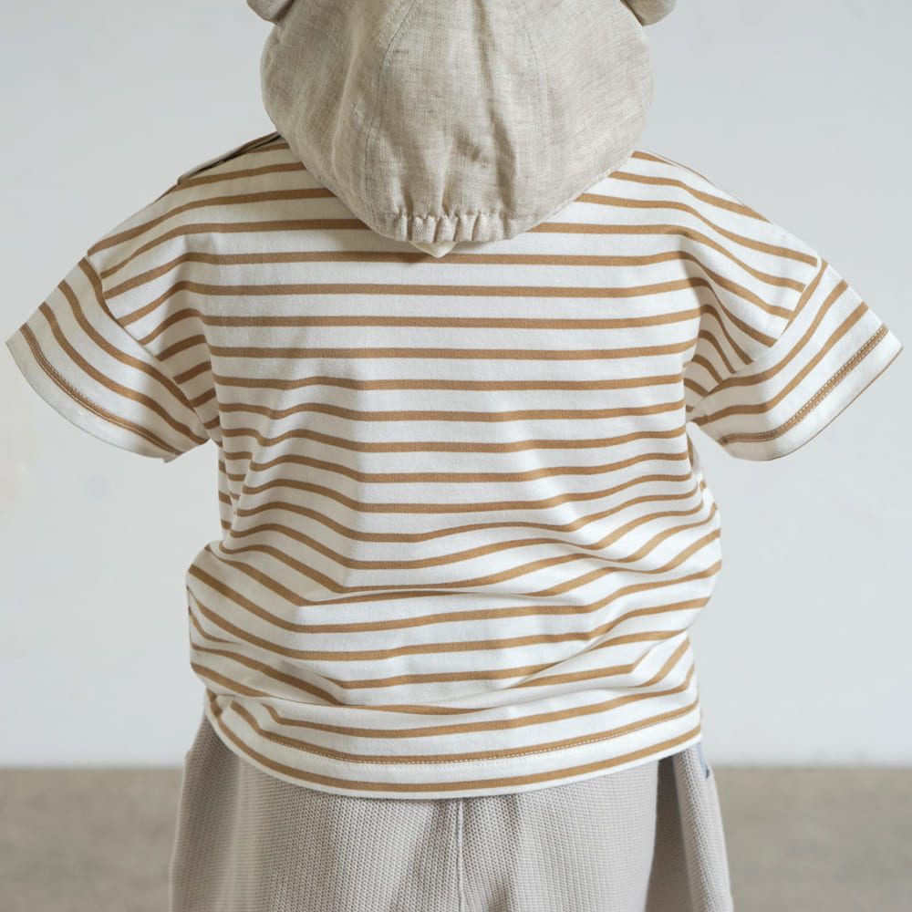 ベアマスクボーダーTシャツ モカ 80・90・100cm