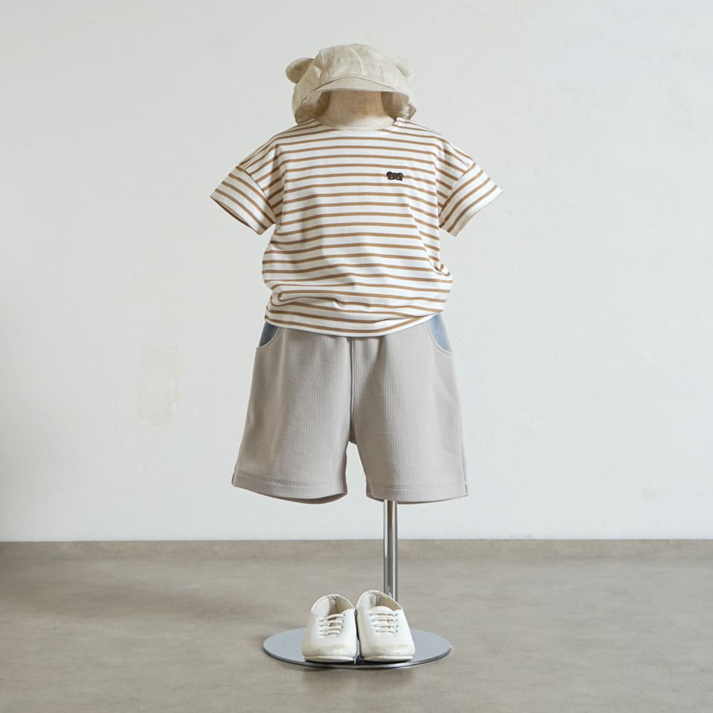 ベアマスクボーダーTシャツ モカ 80・90・100cm