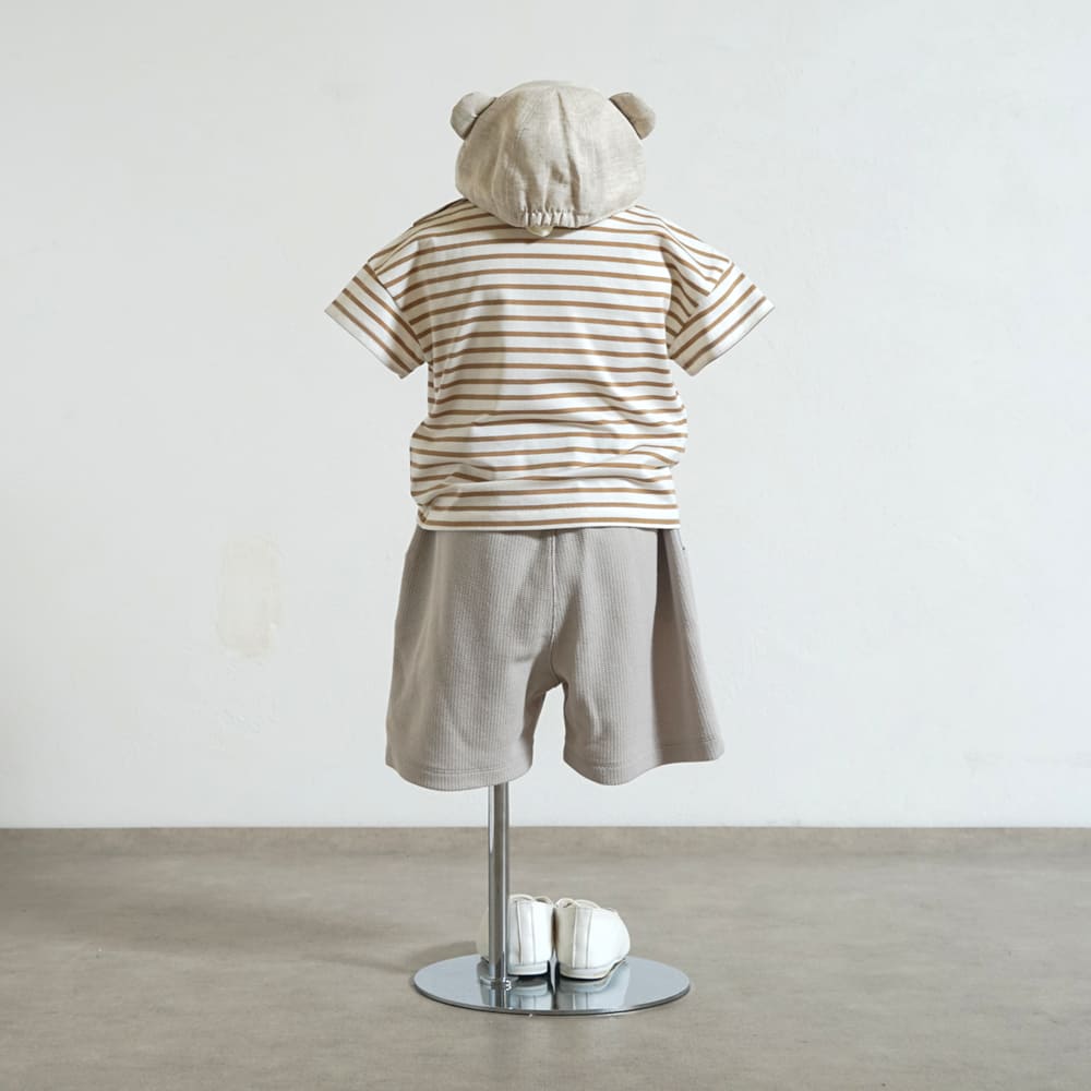 ベアマスクボーダーTシャツ モカ 80・90・100cm