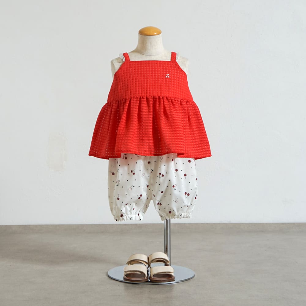 cherryキャミセットアップ レッド 70-80・80-90cm