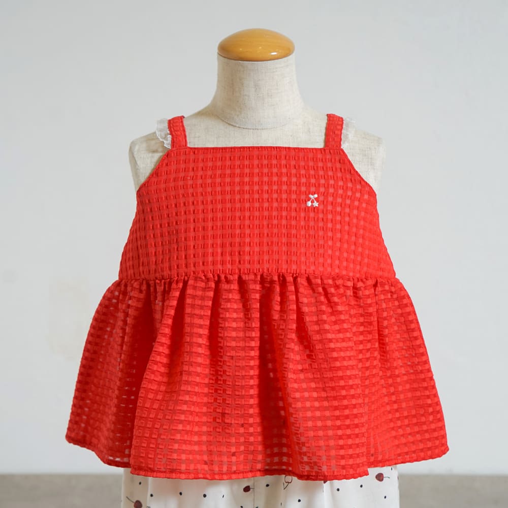 cherryキャミセットアップ レッド 70-80・80-90cm