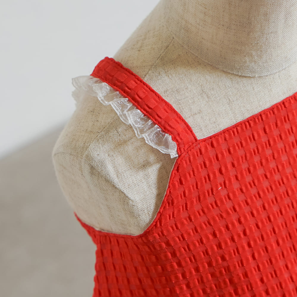 cherryキャミセットアップ レッド 70-80・80-90cm