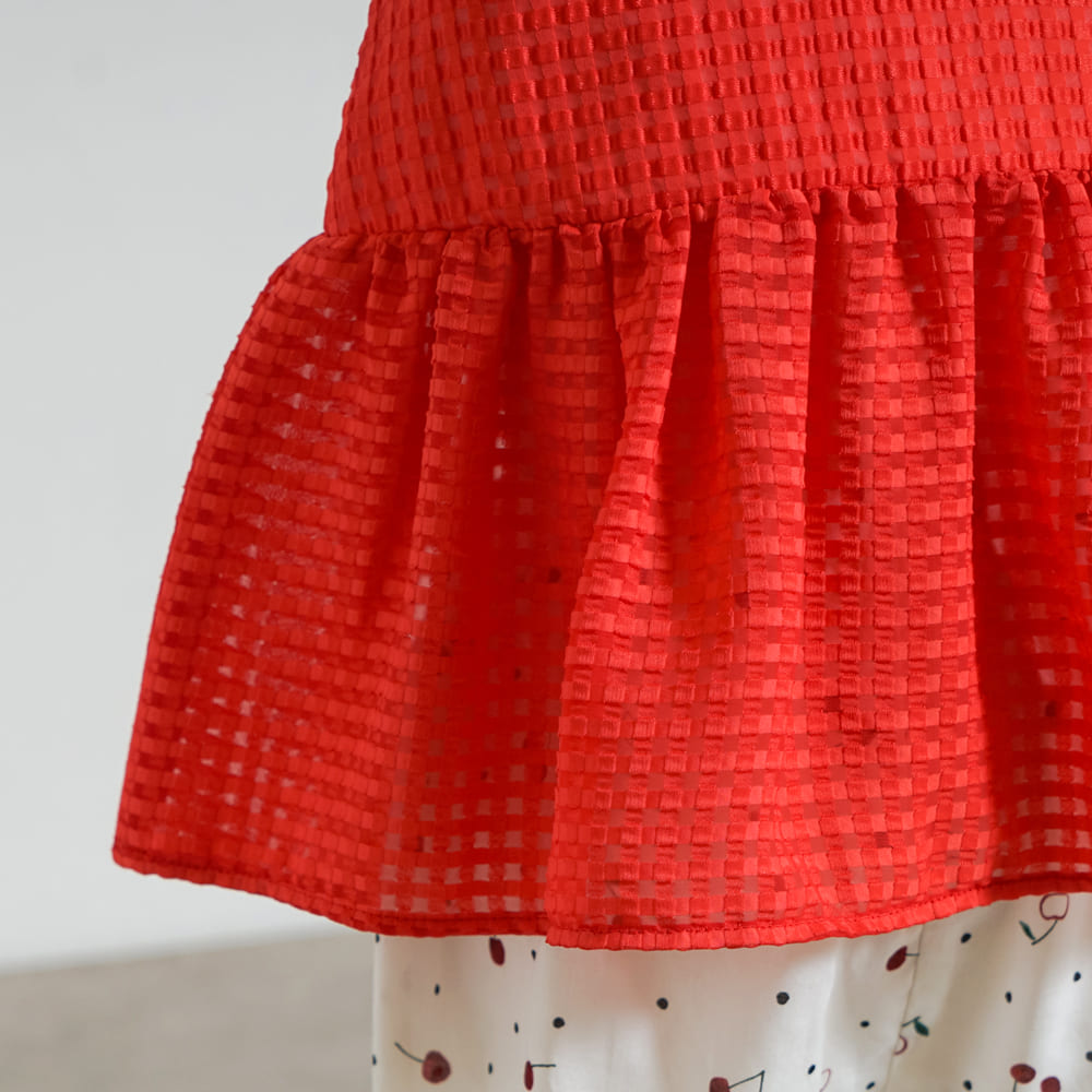 cherryキャミセットアップ レッド 70-80・80-90cm