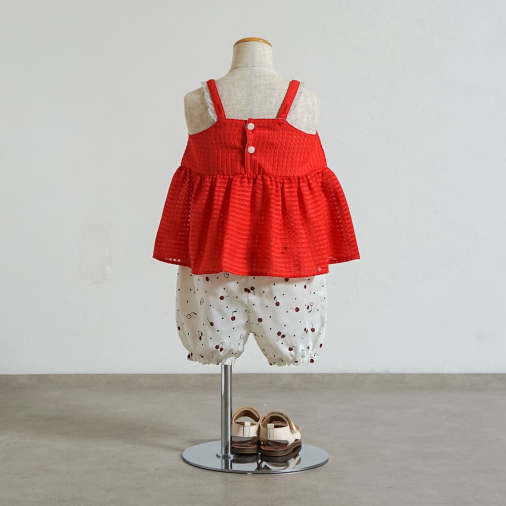 cherryキャミセットアップ レッド 70-80・80-90cm