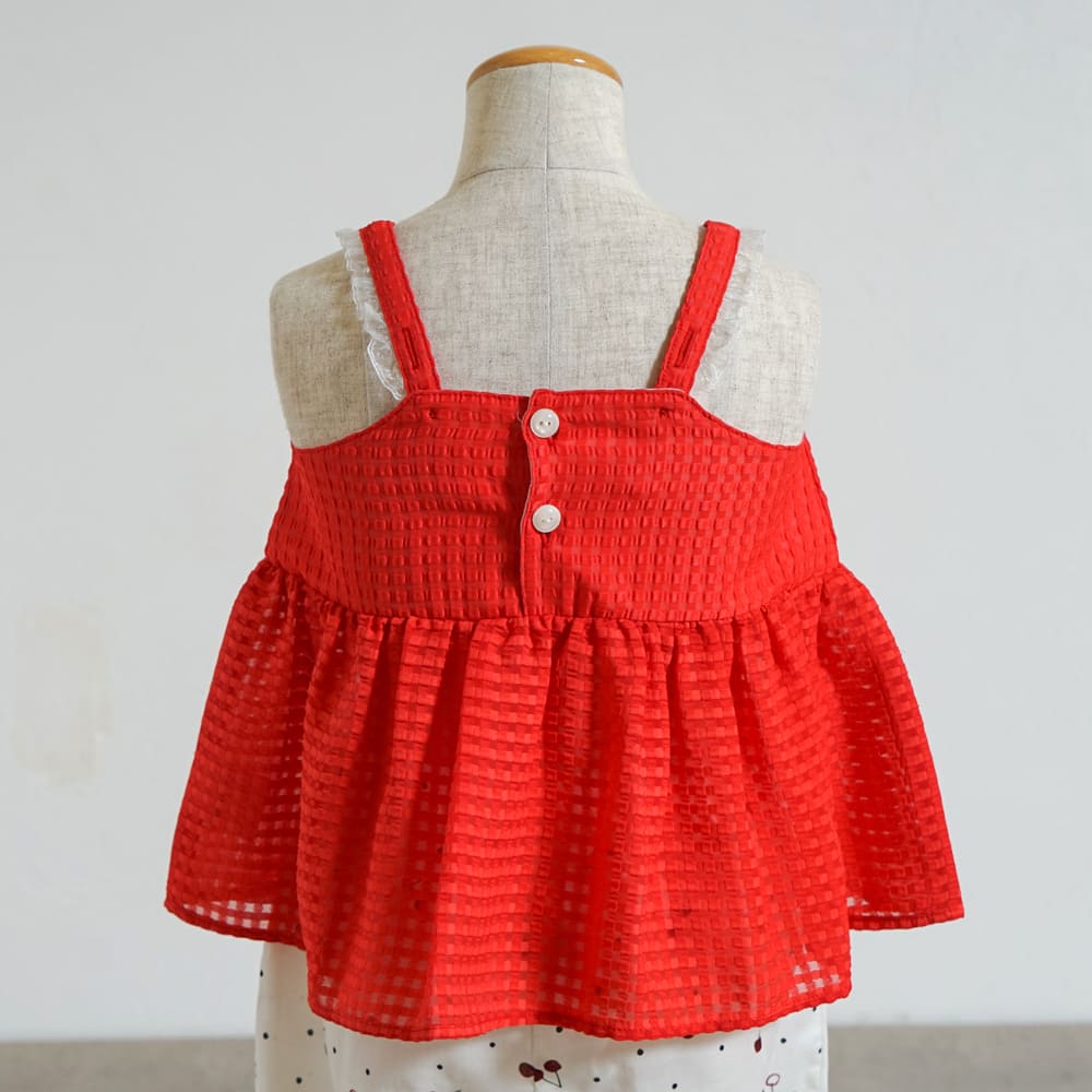 cherryキャミセットアップ レッド 70-80・80-90cm