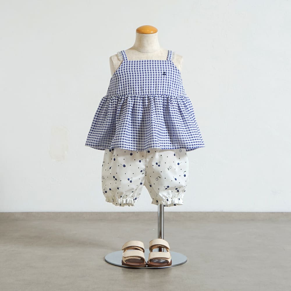 cherryキャミセットアップ ブルー 70-80・80-90cm