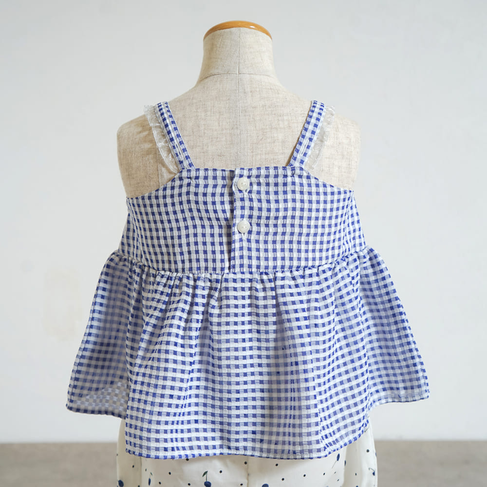 cherryキャミセットアップ ブルー 70-80・80-90cm
