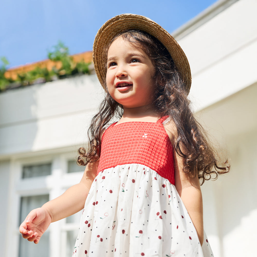 リボンむぎわら帽子 ホワイト 頭回り約44-48・48-52cm