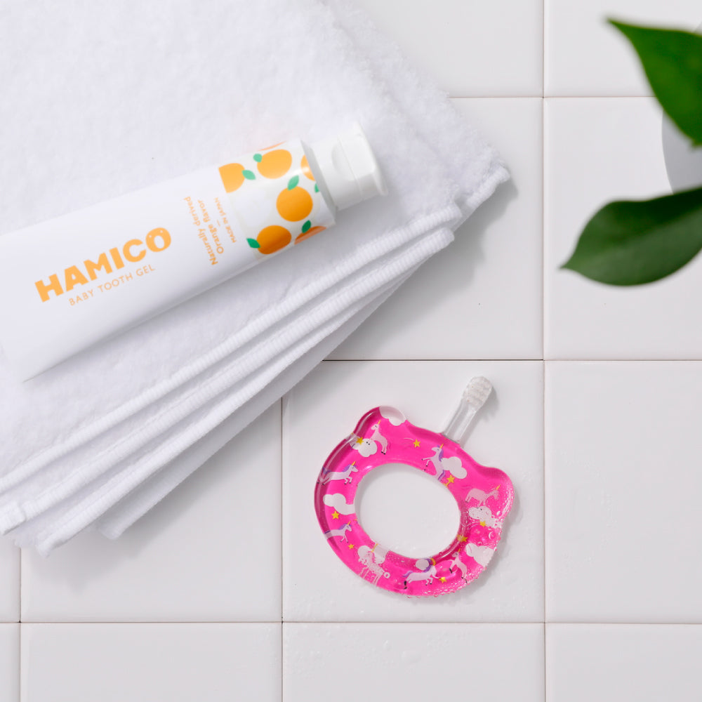 2wayビブ（2枚セット）&HAMICO ベビー歯ブラシ ギフトセット ピンク  / 出産祝い 名入れ刺繍可
