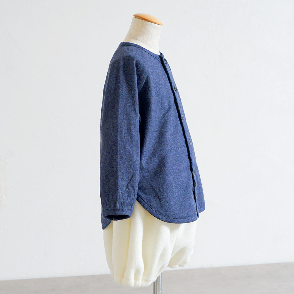 ノーカラーリラックスシャツ ブルー 80・90・100cm