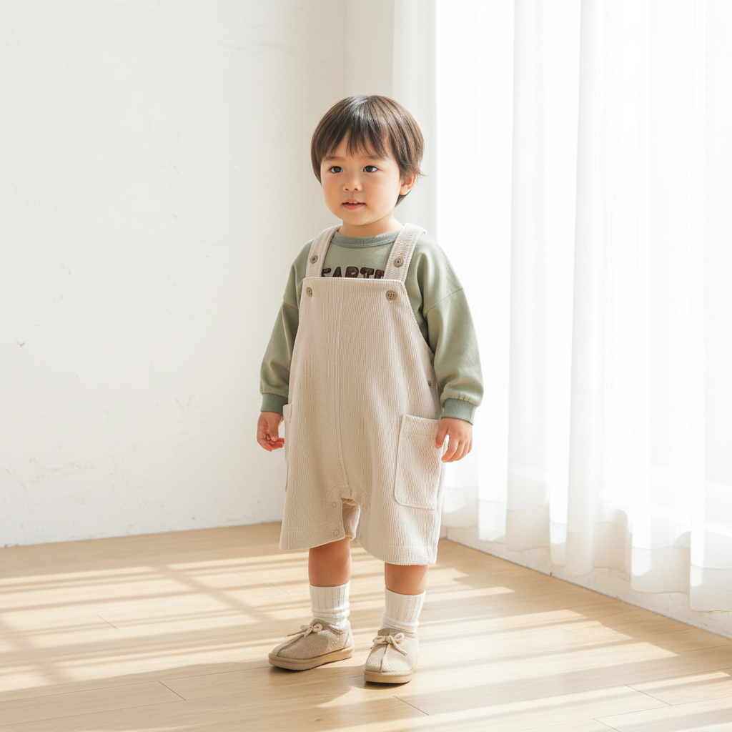 ハーフサロペットパンツ ライトグレー 70-80・80-90・90-100cm