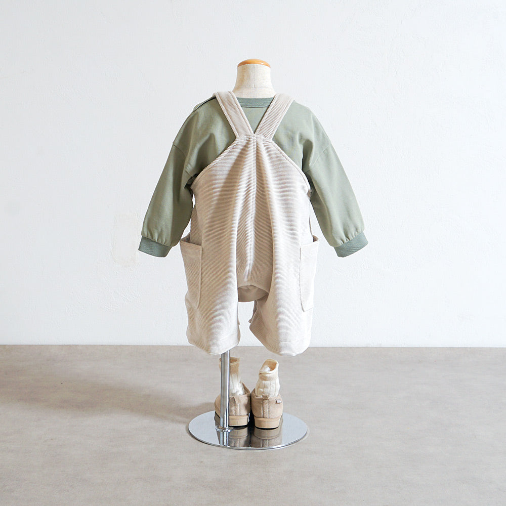 ハーフサロペットパンツ ライトグレー 70-80・80-90・90-100cm