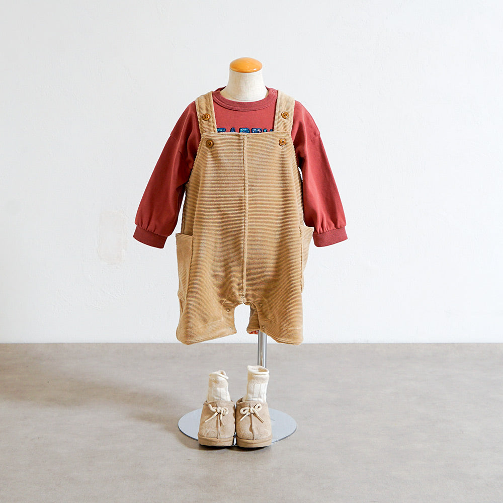 ハーフサロペットパンツ ベージュ 70-80・80-90・90-100cm