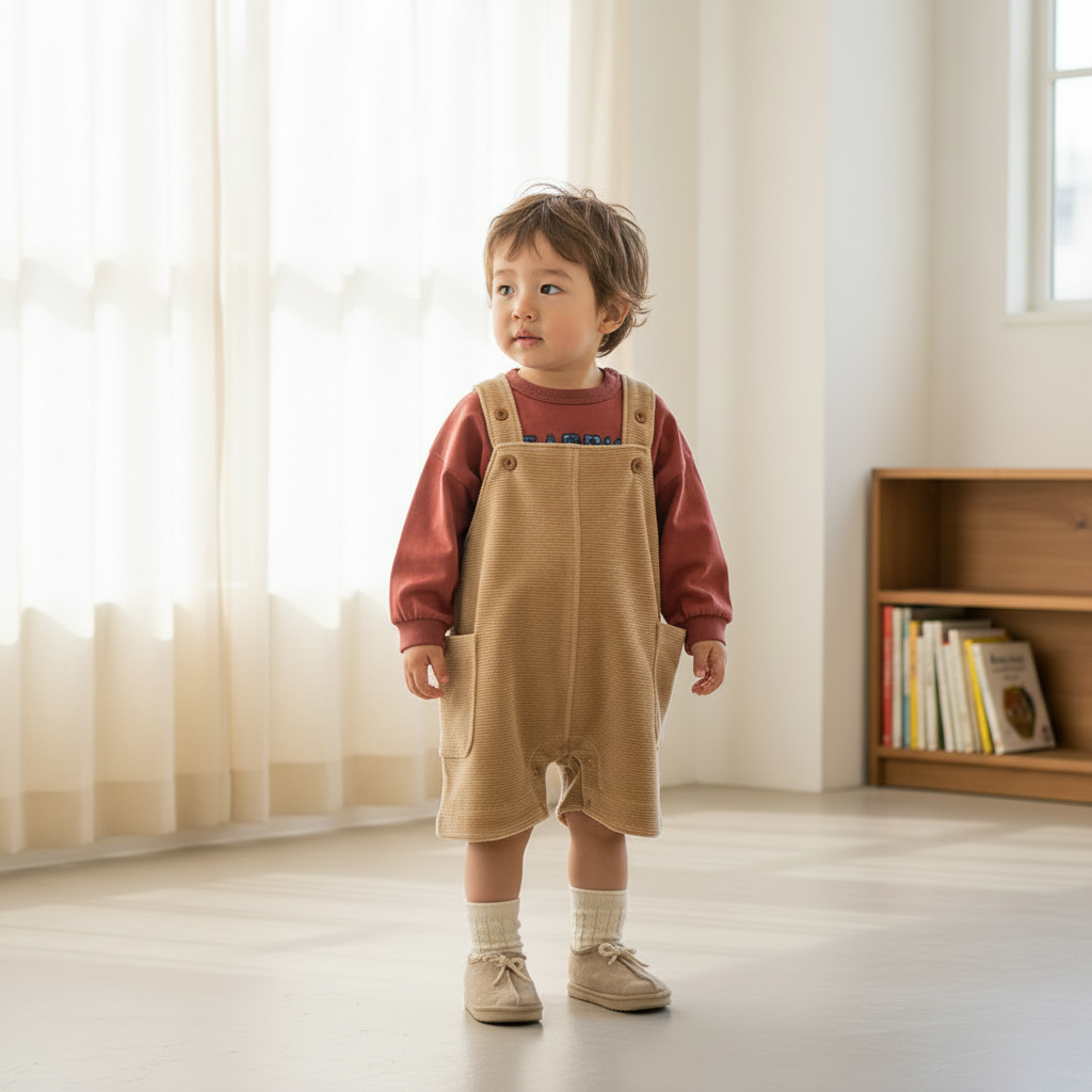 ハーフサロペットパンツ ベージュ 70-80・80-90・90-100cm