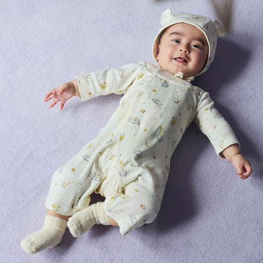 &Star PATTO SATTO ROMPERS&ボンネットセット アイボリー 50-60・60-70cm