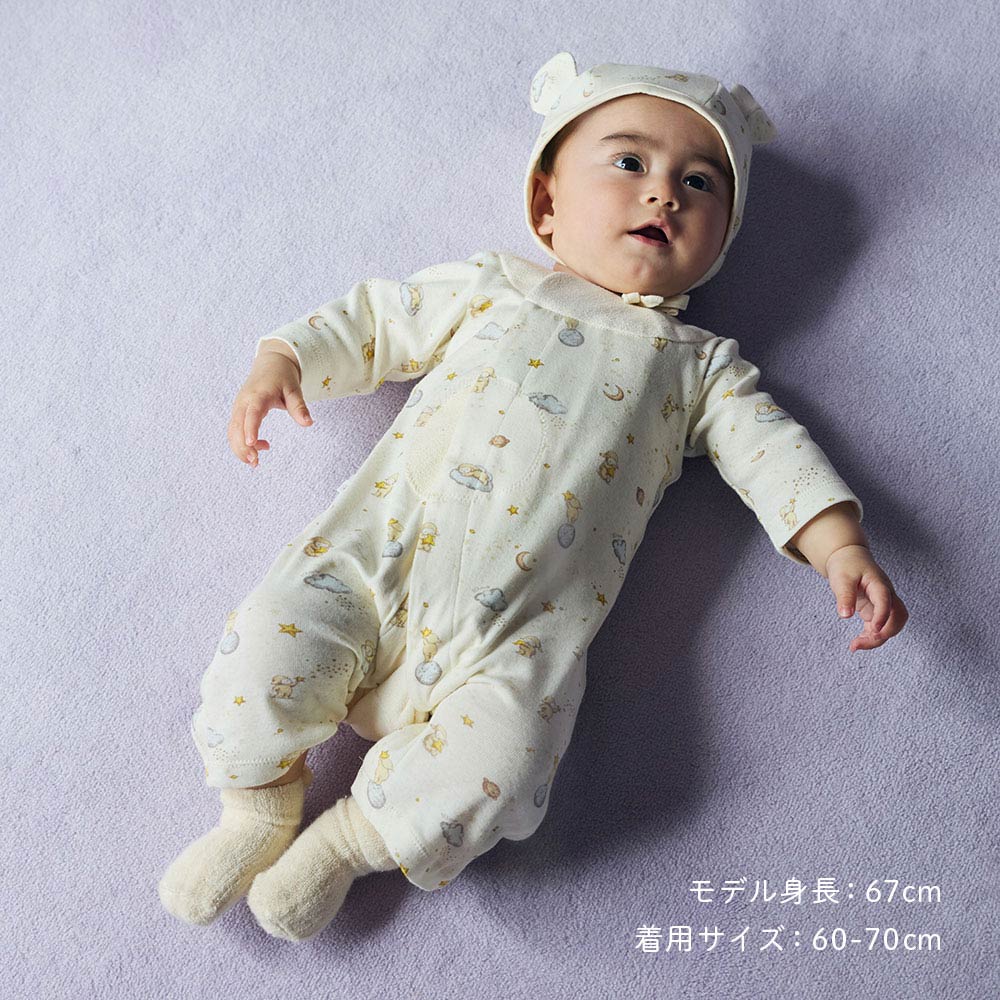 &Star PATTO SATTO ROMPERS&ボンネットセット アイボリー 50-60・60-70cm