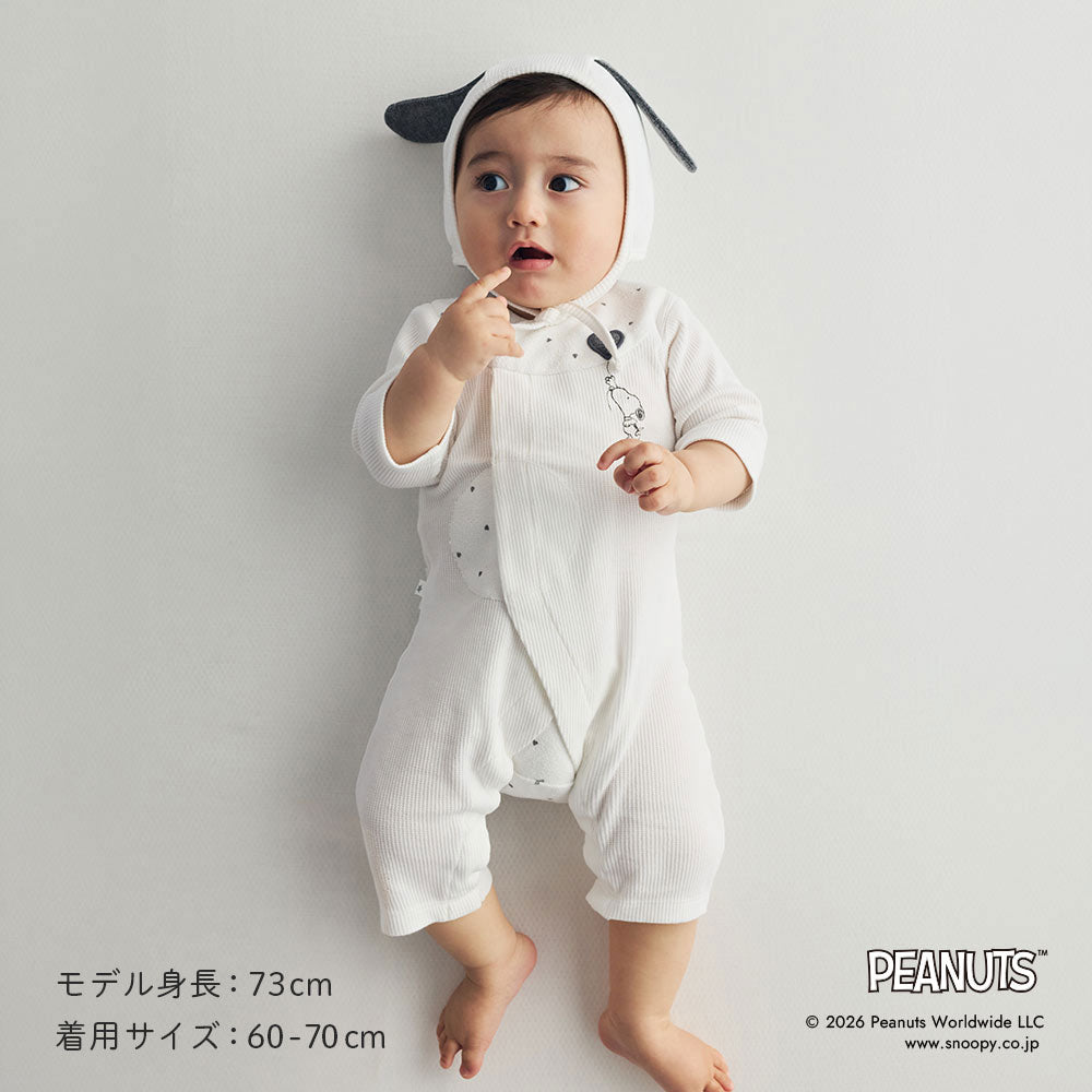 PEANUTS PATTO SATTO ROMPERS・ボンネットセット 50-60・60-70cm