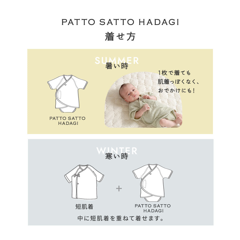 PATTO SATTO HADAGI　肌着２点セット　50-60cm・60-70cm（グリーン・アメザイク）